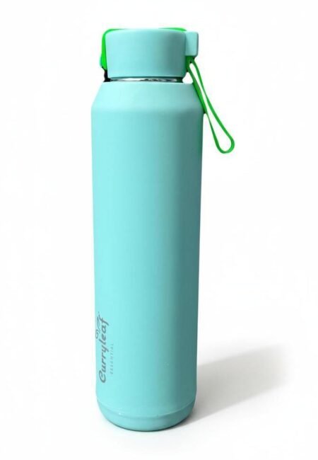 MINT GREEN 750 ML STAINLESS STEEL WATER BOTTLE WITH LEAKPROOF LID & SILICONE STRAP – INSULATED, RUST-FREE, ECO-FRIENDLY BOTTLE FOR HOT & COLD BEVERAGES – CURRYLEAF ESSENTIAL BOTTLE FOR OFFICE, GYM, SCHOOL & TRAVEL
